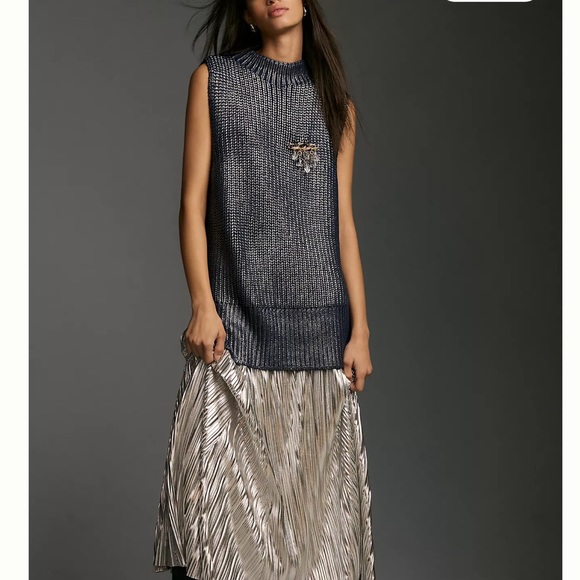 Anthro PILCRO OVERSIZED FOIL SWEATER VEST M - Picture 5 of 12